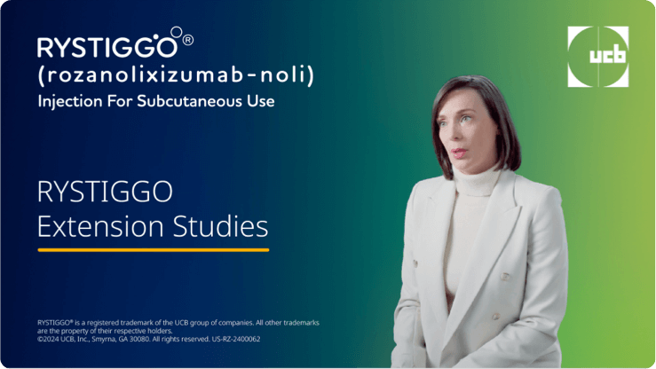 See a video that features Dr. Christyn Edmundson, an expert in gMG, discussing the RYSTIGGO extension studies that further evaluated the safety and efficacy of RYSTIGGO over time.